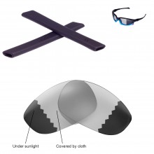 Walleva Transition Polarized Replacement Lenses And Black Earsocks For Oakley Split Jacket (OO9099 Series) Sunglasses